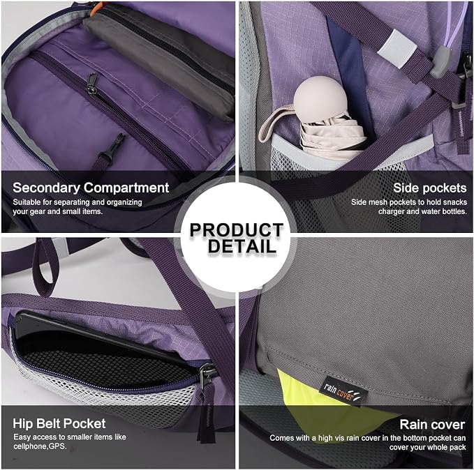 MOUNTAINTOP 40L Hiking Backpack, Lightweight Travel Backpack - Image 8