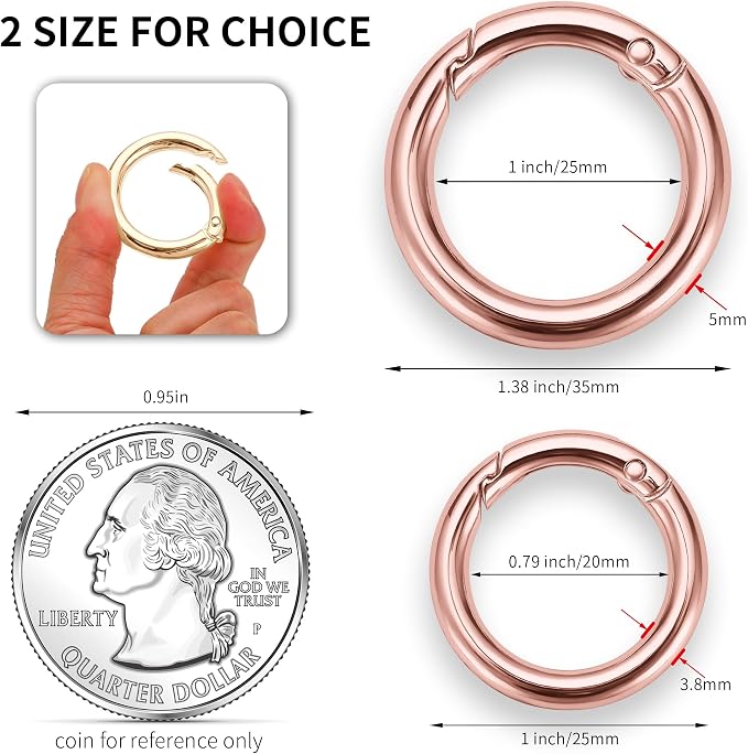 Gkeygo Key Ring Clip, 4/5 Inch Keychain Rings, 8 Pack Round Carabiner Clip - Image 4