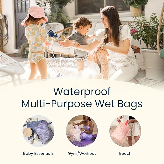 Tiny Twinkle Mess Proof Wet Bags | 2-Pack Reusable Waterproof Wet Bags - Image 11