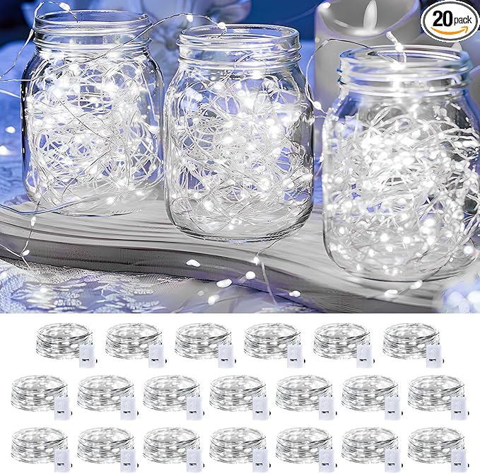 20 Pack LED Fairy Lights Battery Operated, 7FT 20 LED Waterproof Mini Twinkle by Adamonda