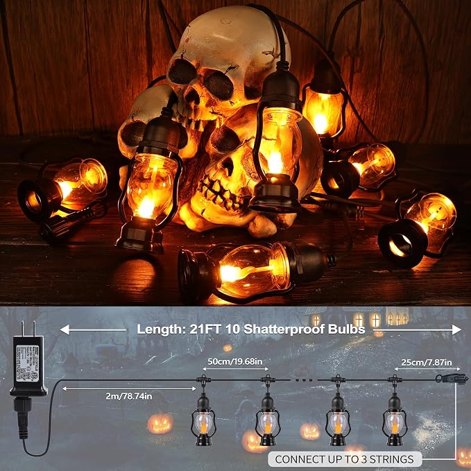 Zeiliuled Flame Outdoor String Lights, 21FT Patio Lights - Image 4