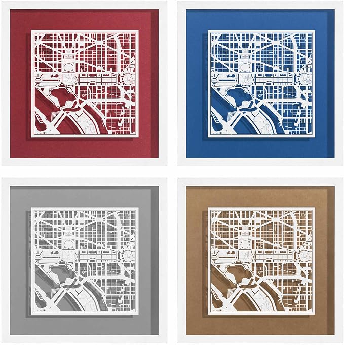 O3 Design Studio Washington D.C. Cut Map Framed, 9x9 inches, Paper Cutting Art - Image 3