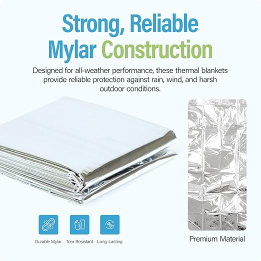 Ever Ready First Aid Mylar Rescue Blanket, Large Silver Thermal Sheet - Image 4