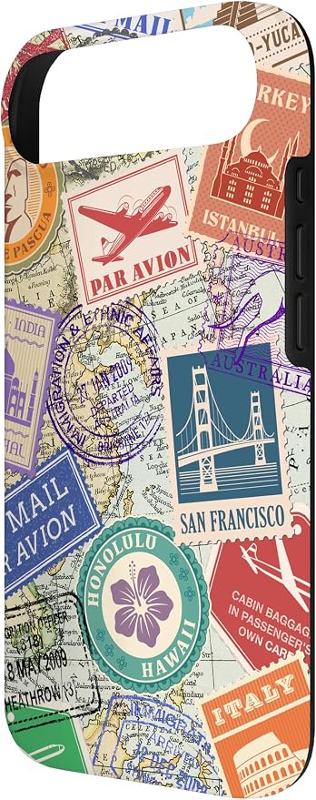World Map Travel Passport Stamps Postage Stamp Case - Image 3
