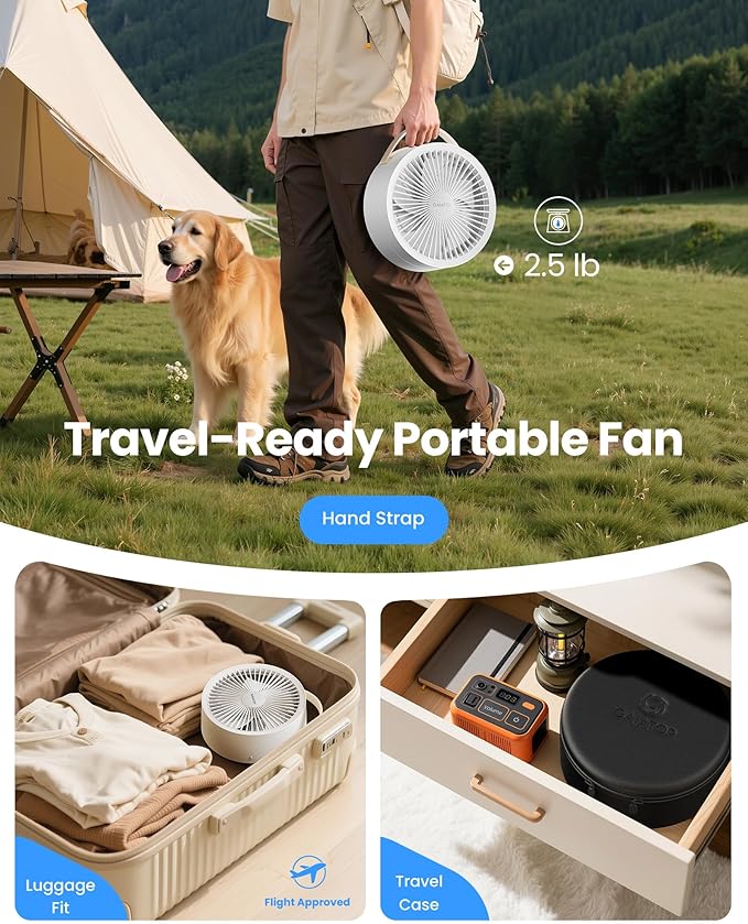 Gaiatop Portable Pedestal Fan 16000mAh Battery, Foldable Oscillating Standing - Image 6