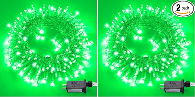 JMEXSUSS Green Christmas Lights Indoor Plug in, 150 LED Connectable String by JMEXSUSS