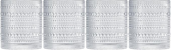 Khen Plastic Hobnail Drinking Glasses Set of 4 Clear Cups 14oz, Shatterproof & - Image 5