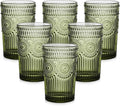 ZMOWIPDL Vintage Glassware Drinking Glasses Set of 6, 13 oz Green Textured by ZMOWIPDL