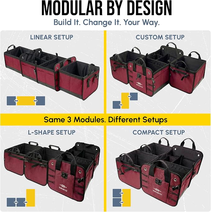 4-Section Trunk Organizer for SUV, Sedan – Modular Extra Large Cargo Bin - Image 2