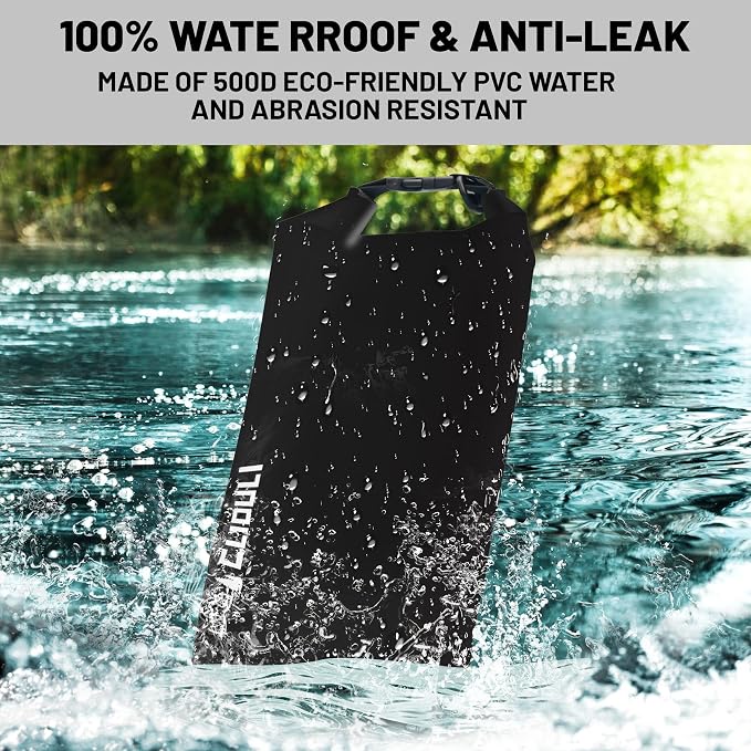 Waterproof Dry Bag, Roll Top Black Large Waterproof Backpack - Image 2