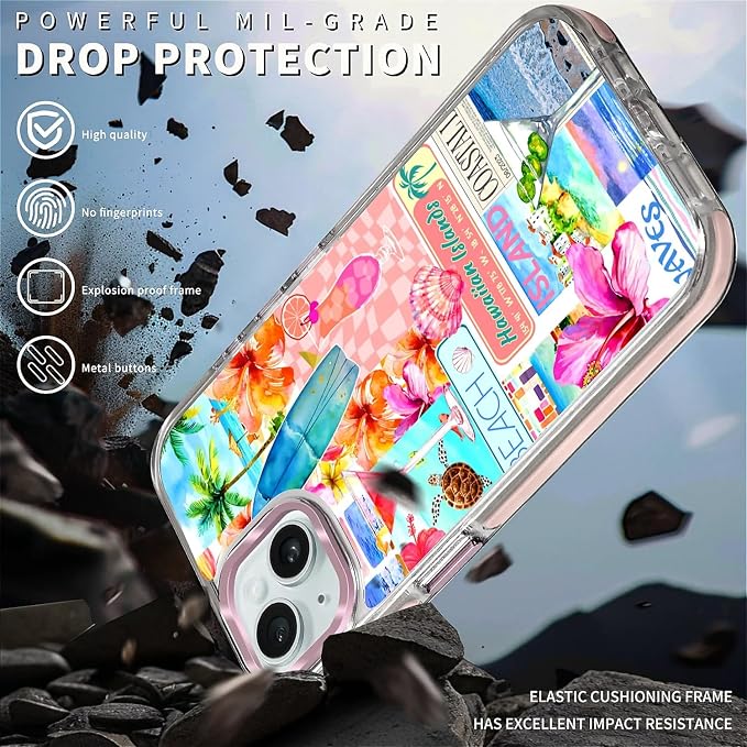 Case for iPhone 15, Coastal Beach Cover Coquette Collage Phone Case Design，for - Image 5