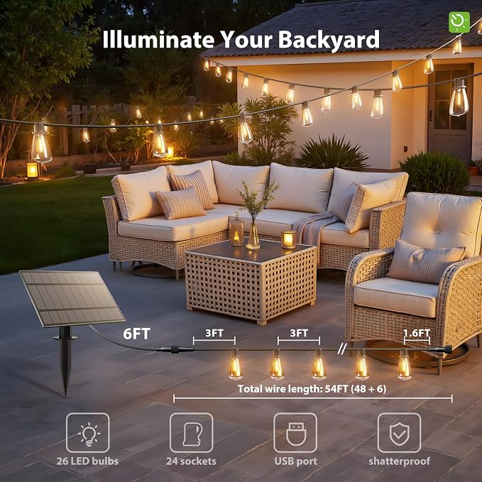 KYY 54 FT Solar String Lights Outdoor - Image 3