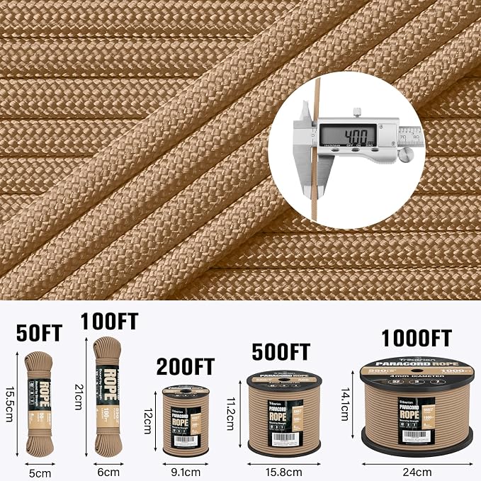 Paracord Rope 550 lb - 100ft 5/32" Parachute Cord 4MM 7-Strand para Cord - - Image 5