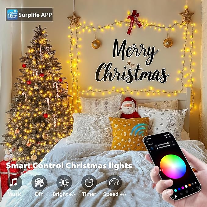 JMEXSUSS APP Controlled Color Changing Christmas Lights, 66ft 200 LED RGB - Image 2