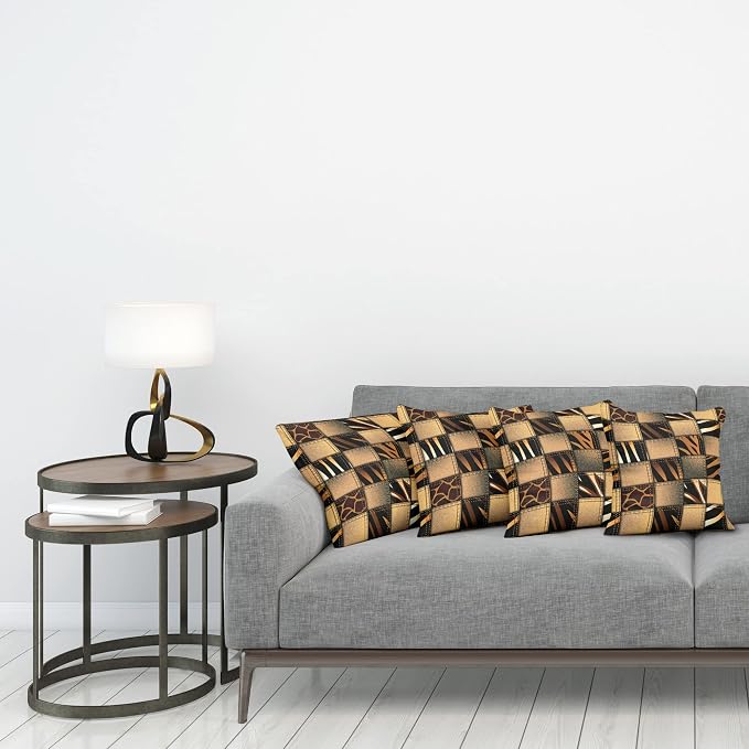 Ambesonne Safari Decorative Throw Pillow Case Pack of 4, Jeans Denim Patchwork - Image 3