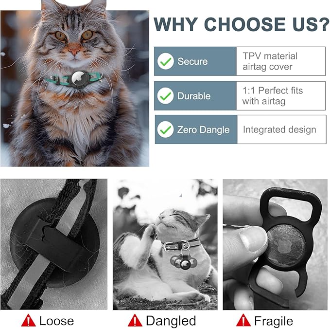 Reflective AirTag Cat Collar, Integrated Cat Tracker Collar - Image 3