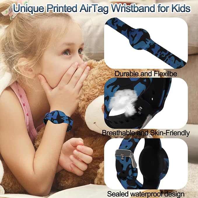 2 Pack Waterproof Bracelet for AirTag Kids, Hidden Printed Wristband for Apple - Image 6