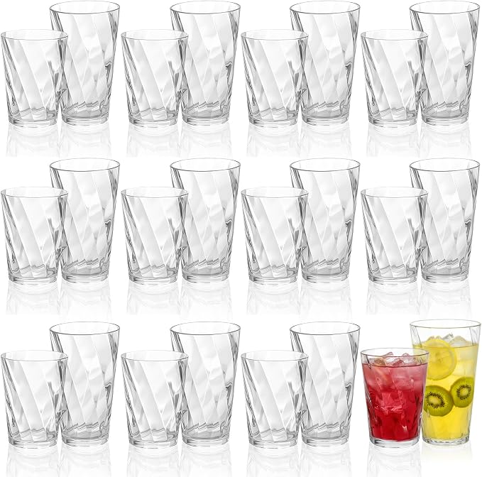 LemonRoad 24 Pack Reusable Plastic Drinking Glasses Set - 20oz & 13.5oz by Unknown