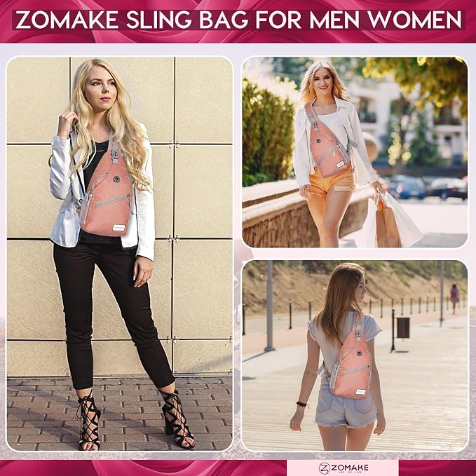 ZOMAKE Sling Bag, Small Crossbody Sling Backpack, Water Resistant Shoulder - Image 3