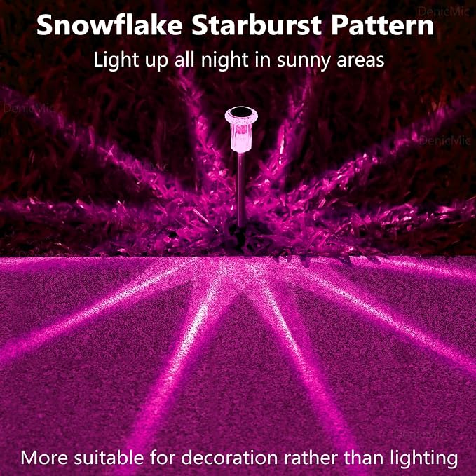 DenicMic Solar Lights Outdoor 10 Pack Waterproof Pink LED Stainless Steel Stake - Image 7