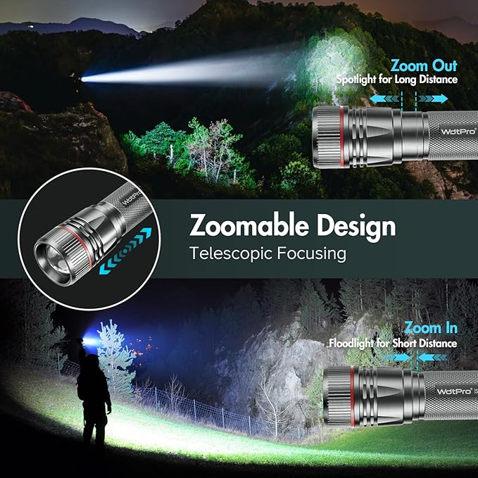 WdtPro Rechargeable Flashlights High Lumens, 1 Pack 10H Long Lasting Super - Image 2