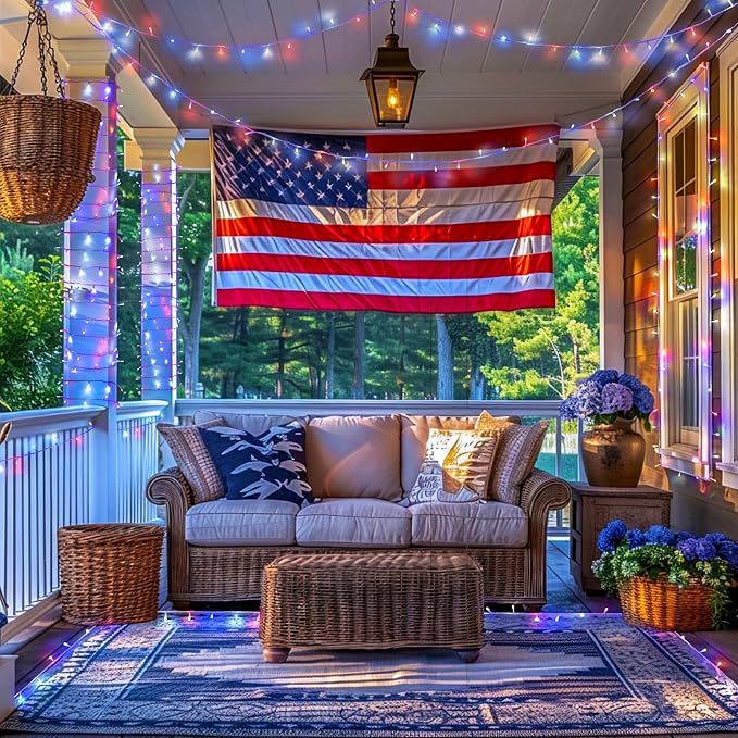 JMEXSUSS 400 LED Red White and Blue Lights Outdoor, 132FT 4th of July Lights - Image 6