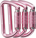 FresKaro 3inch 12kN-2698lbs Auto Locking Carabiner Clips, Solid D Shape by FresKaro