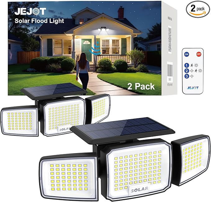 Solar Security Light Outdoor, Solar Flood Light by JEJOT