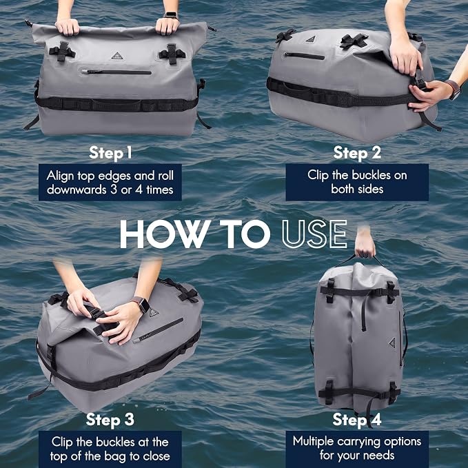 Haimont Large Waterproof Duffel Backpack Roll-Top Heavy Duty Dry Duffle Bag - Image 6