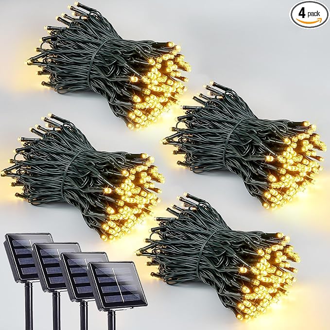 4 Pack 400 LED Solar String Lights by EEW