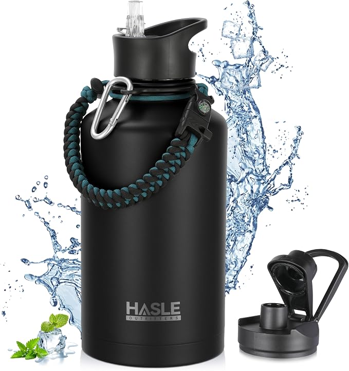 HASLE OUTFITTERS Half Gallon Insulated Water Bottles 64 oz, Stainless Steel by HASLEOUTFITTERS