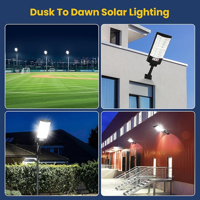 Solar Street Lights Outdoor 4-Pack, 12000LM 6500K Waterproof LED Motion Sensor - Image 7