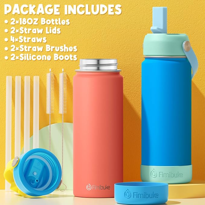 Fimibuke Kids Insulated Water Bottle - 18oz BPA-FREE 18/8 Stainless Steel Kid - Image 6