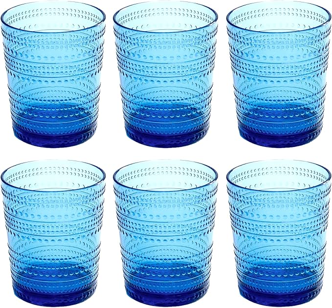 Beaded 15.6 oz Durable Acrylic Double Old Fashioned Drinking Glasses, by AbodeHomewares-TheDesignDestinationforTabletopDrinkwareKitchenandPet