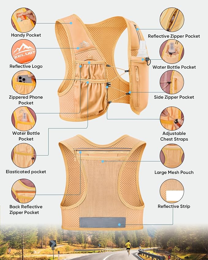 Zelvot Running Vest for Women Men, USA Original Patent, Adjustable Chest Straps - Image 5