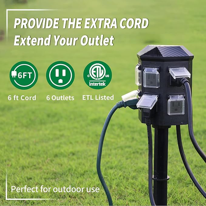 TiFFCOFiO Outdoor Power Strip Timer, Dusk to Dawn Light Sensor Countdown - Image 3
