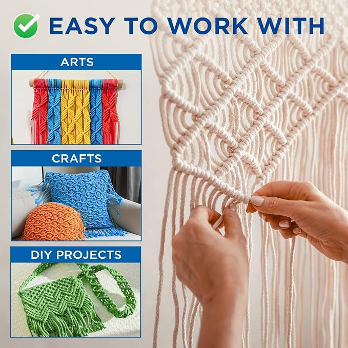 TECEUM Cotton Rope 3/16” – 100 FT – Strong All-Purpose Braided Rope – Natural - Image 3