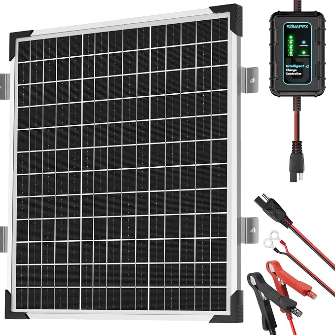 SUNAPEX 50W 12V Solar Battery Charger Maintainer, Waterproof Solar Panel by SUNAPEX-PASSINGTHEJOY