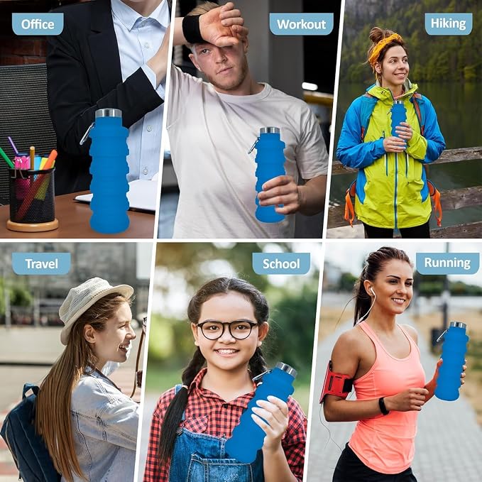 Collapsible Water Bottles 24oz, Odorless BPA-Free Silicone, Leak-Proof Foldable - Image 3