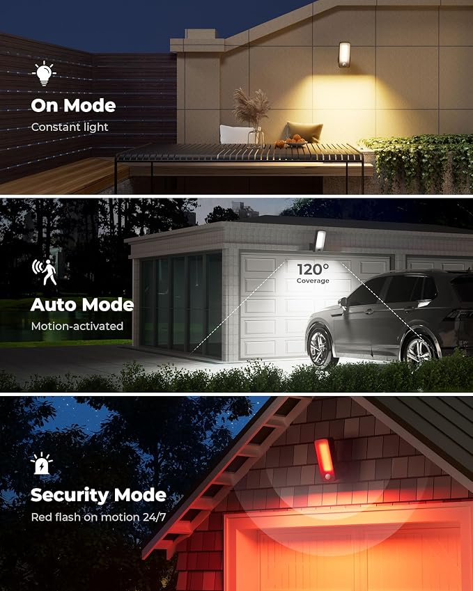 2 Pack Motion Sensor Outdoor Lights, 10000mAh Rechargeable Battery Operated - Image 5
