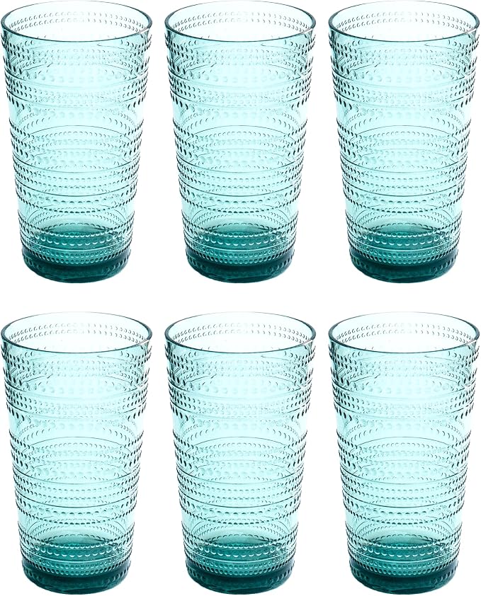 Beaded 16 oz Durable Acrylic Jumbo Drinking Glasses, Shatter-Resistant and by AbodeHomewares-TheDesignDestinationforTabletopDrinkwareKitchenandPet