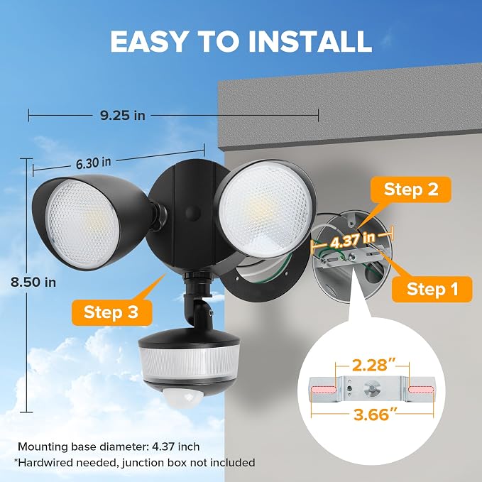 LUTEC 34W 3700 Lumen LED Security Lights Motion Sensor Light Outdoor - Image 7