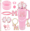 9PCS Pink for Stanley Cup Accessories Set Bling Initials Bow Charms for Stanley by Unknown
