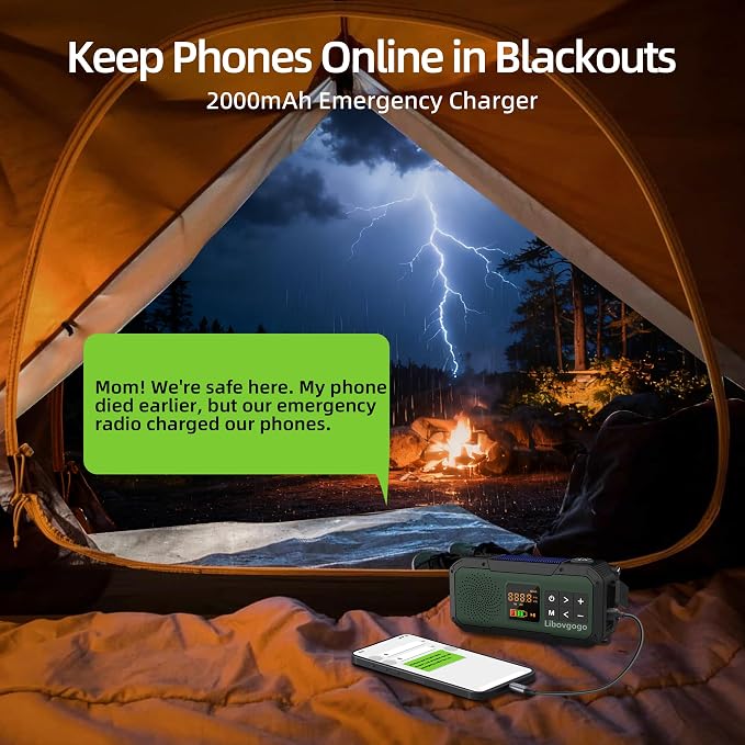 Emergency Radio Waterproof Bluetooth Speaker, Portable Digital AM FM Radio - Image 4