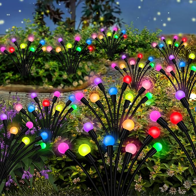 Kohlrabi Solar Garden Lights Outdoor, 10 Pack 80 LED Solar Firefly Lights - Image 6
