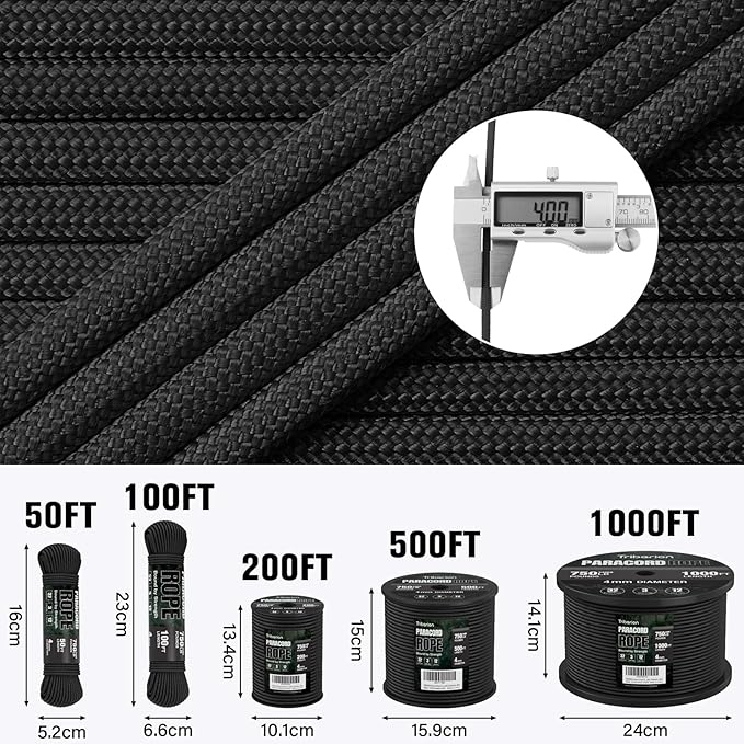 Paracord Rope 750 lb - 50ft 5/32" Parachute Cord 4MM 12-Strand para Cord - - Image 5