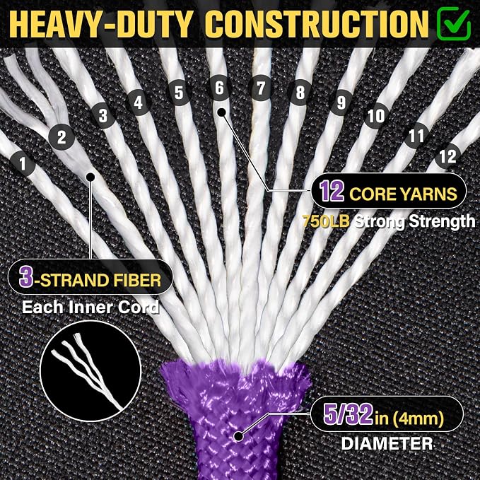 Paracord Rope 750 lb - 100ft 5/32" Parachute Cord 4MM 12-Strand para Cord - - Image 3
