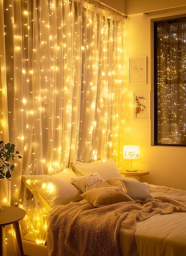 Brightown 300 LED Fairy Curtain Lights, 9.8ft x 9.8ft String Lights, USB Plug - Image 4