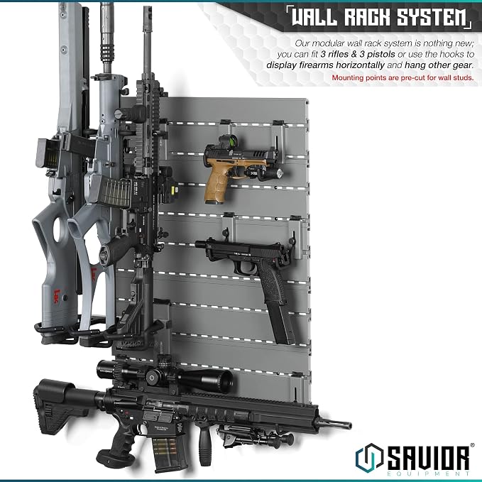 Savior Equipment Wall Rack System Heavy-Duty Steel Tactical Rifle Carbine - Image 2