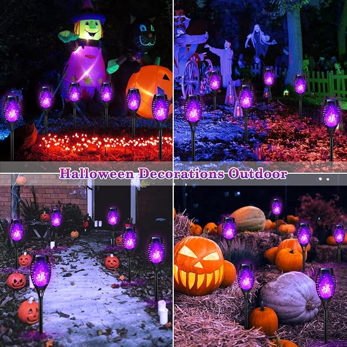 Purple Solar Halloween Lights for Halloween Decorations Outdoor, Solar Torch - Image 6